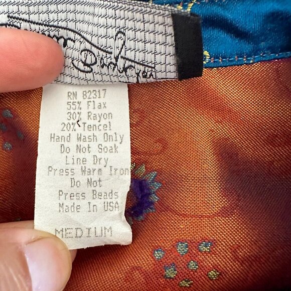 Vintage Bonnie Boynton Crop Blazer Jacket Silky Asian Paisley Tasseled Boho - Picture 6 of 16